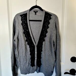 Torrid Gray Cardigan with Lace Detail